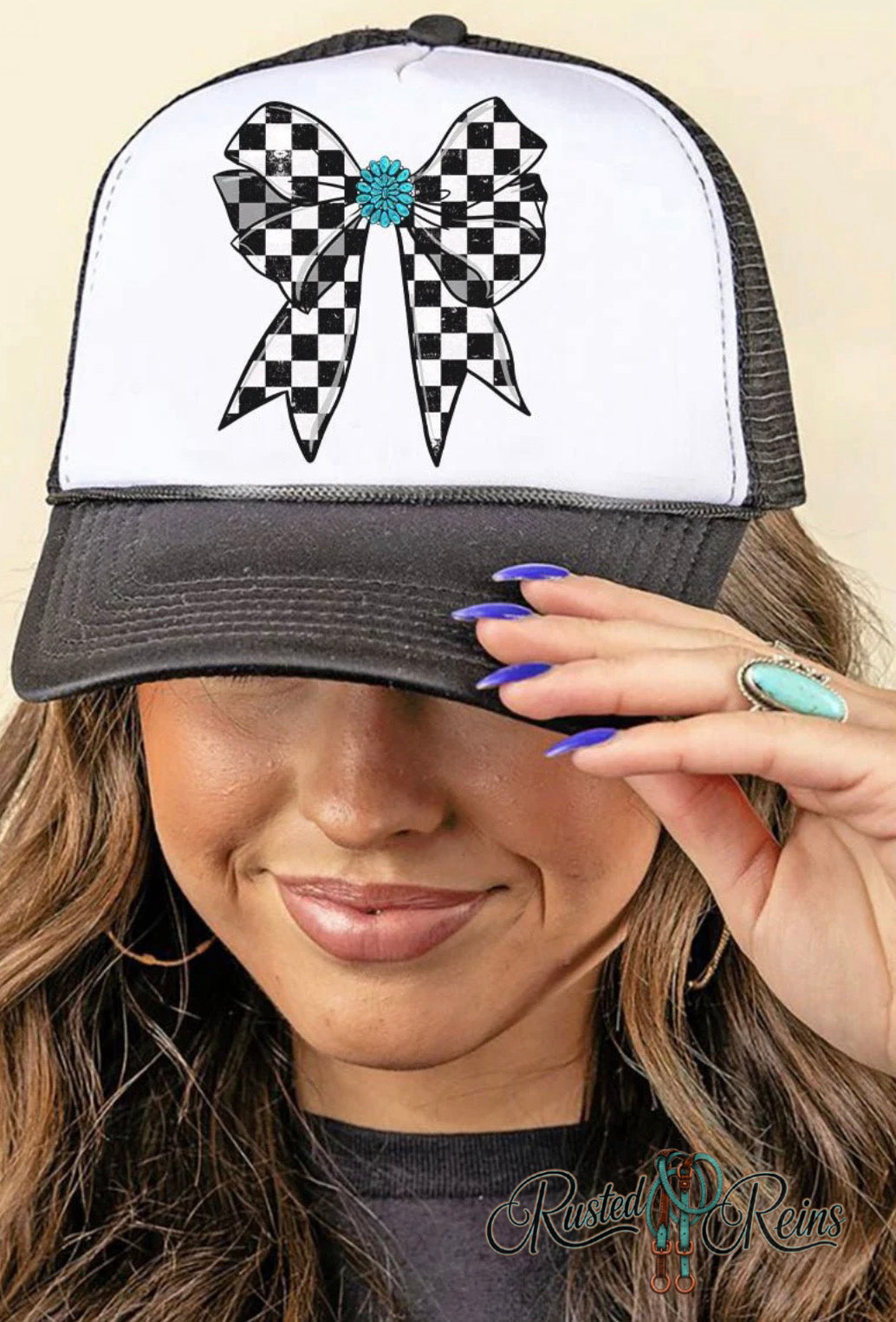 Checkered Bow Trucker Hat